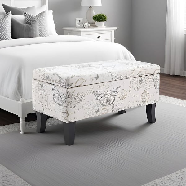 Convenience Concepts Designs4Comfort Winslow Butterfly Fabric Storage Ottoman Bench