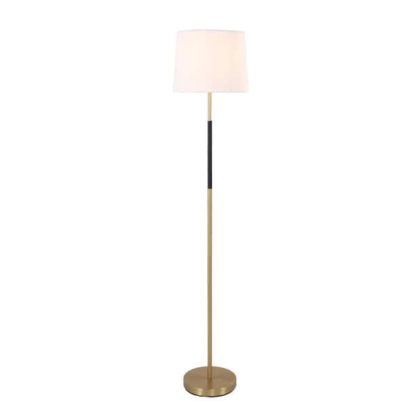 Pia Ricco 58 in. Gold Standing Floor Lamp with White Lamp Shade