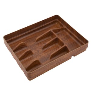 5 Compartment Wood Look Cutlery Tray