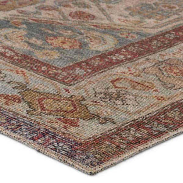 Machine Washable Arkansas Blue/Red 3 ft. x 12 ft. Medallion Area Rug
