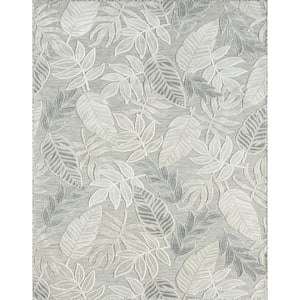 Tropic Gray 5 ft. x 7 ft. Floral Indoor/Outdoor Area Rug