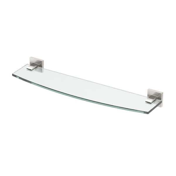 Elevate 20.13 in. W x 2 in. H x 5.5 in. D Glass Rectangular Shelf in Satin Nickel