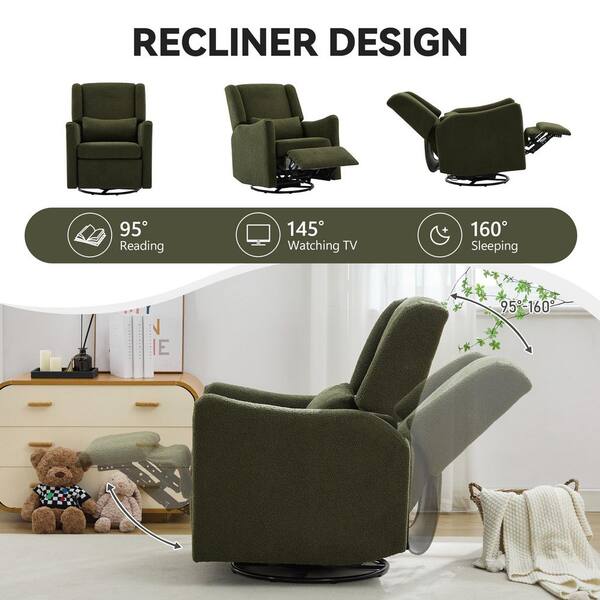Merax 29.5 in. W Wingback Seaweed Green Fabric Swivel Manual