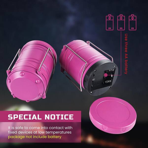 Pink Battery Powered Portable Collapsible Hanging Night Light Bulb