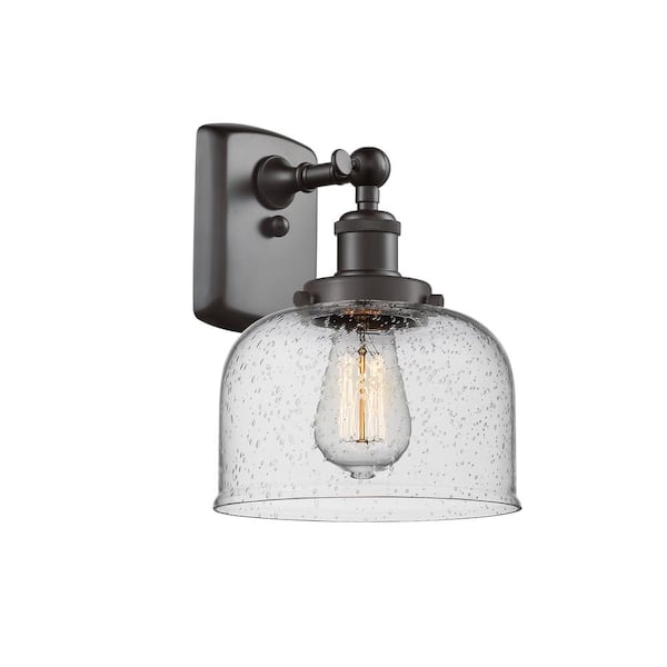 Bell 1-Light Oil Rubbed Bronze, Seedy Wall Sconce with Clear Glass Shade