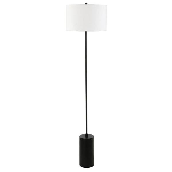 HomeRoots 64 in. Black and White 1 1-Way (On/Off) Standard Floor Lamp for Living Room with Cotton Empire Shade