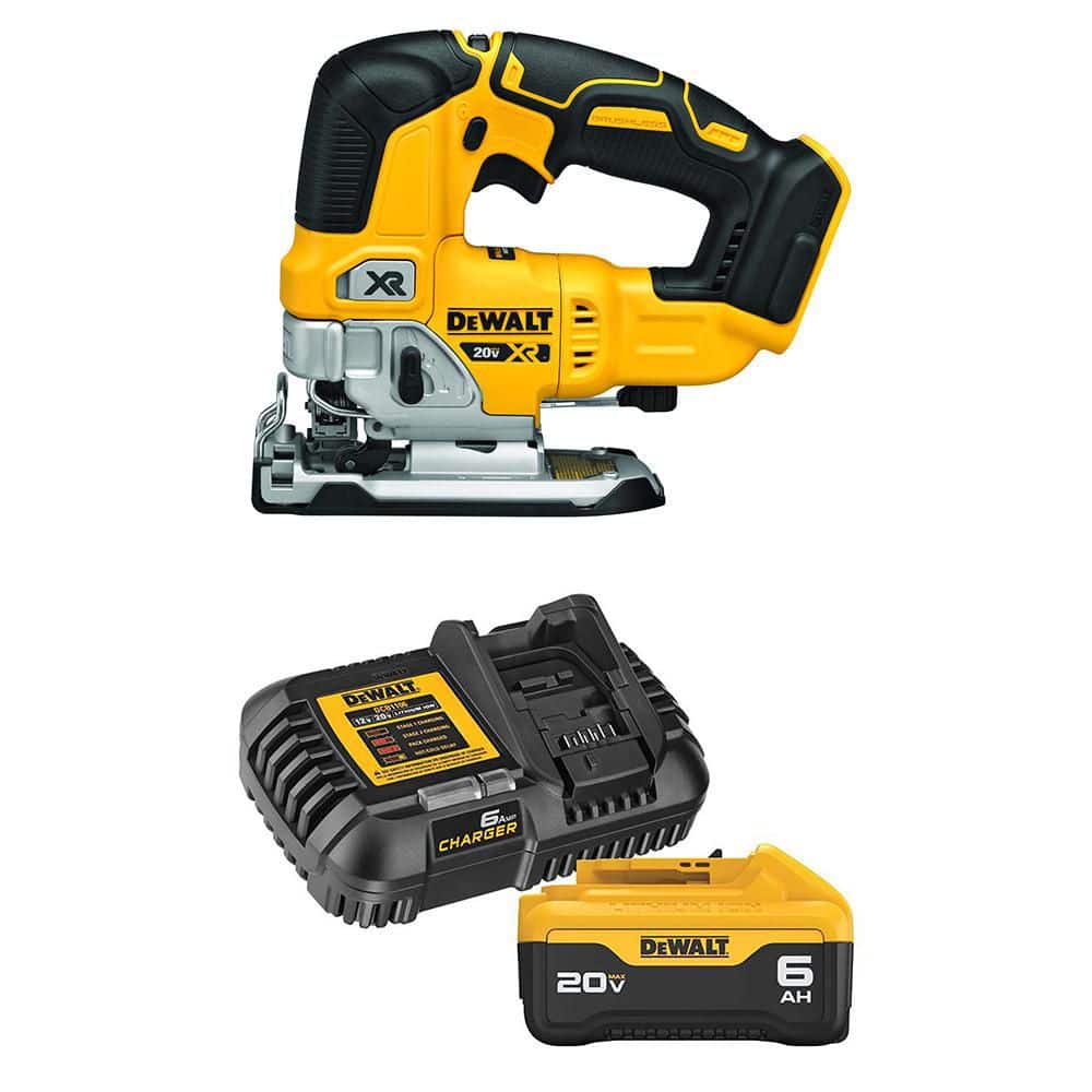 DEWALT 20V MAX XR Lithium-Ion Cordless Brushless Jigsaw with 6.0 Ah Battery Pack and Charger Kit DCS334BWDCB206C - The Home Depot