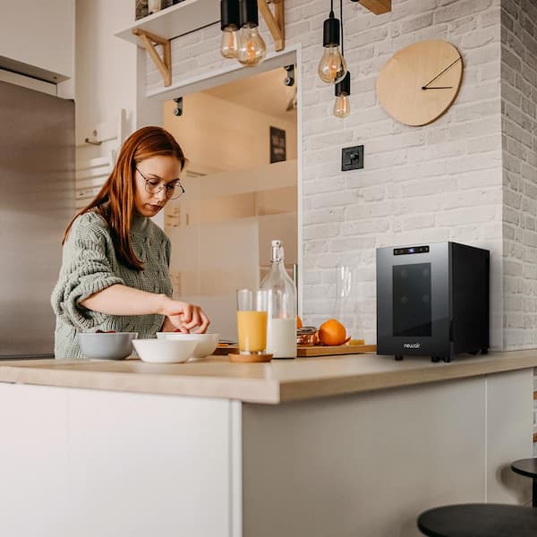 Shadow-T Series Single Zone 6-Bottle Freestanding Compact Countertop Vibration-Free Mirrored Wine Cooler Refrigerator