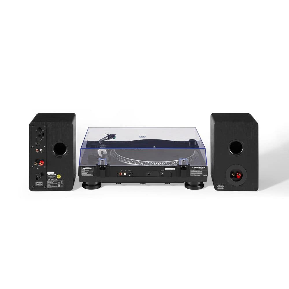 Black Aluminum Turntable with Bluetooth and Stereo Speakers
