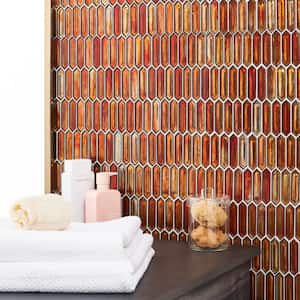 Fargin Sunset Elongated Hexagon 12 in. x 10 in. x 7mm Polished Glass Mosaic Tile (0.82 sq. ft.)