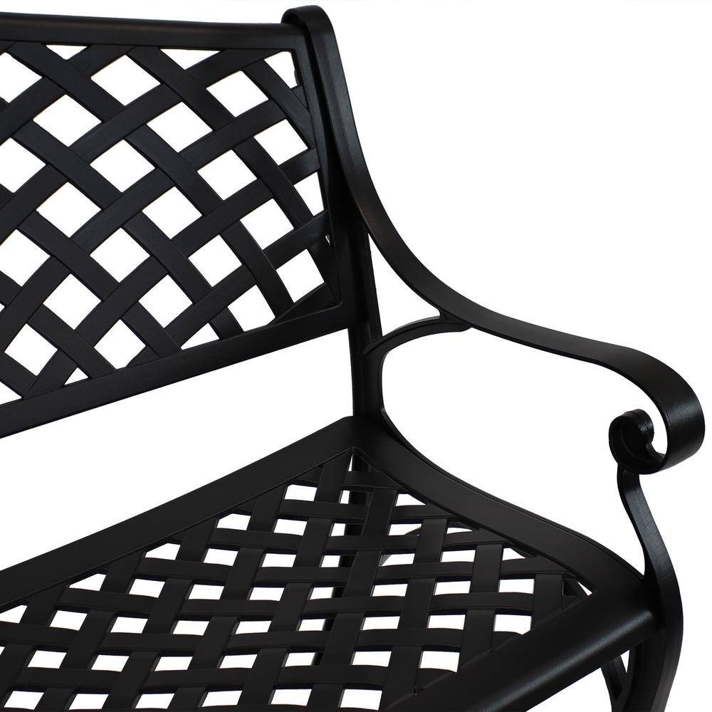 Sunnydaze Black Cast Aluminum Double Seating Lawson Bench