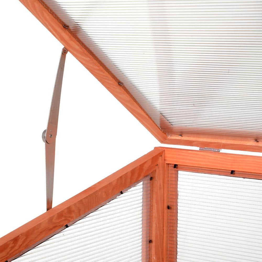 Natural Wood Mini Greenhouse with Adjustable Shelves and Transparent Panels