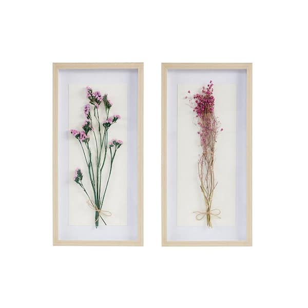 Unbranded New Garden Multi-Color 1.25 in Dried Flower 2-Piece Shadow Box Wall Decor Set-A Unique, Naturally Feminine Touch