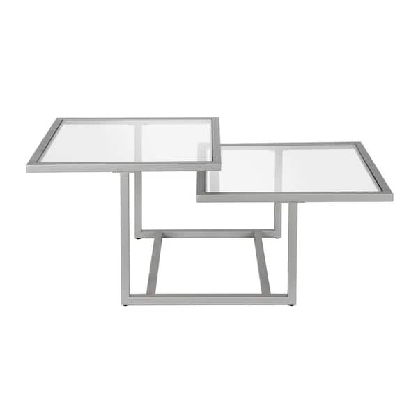 Meyer&Cross Amalie 43 in. Nickel Large Rectangle Glass Coffee Table