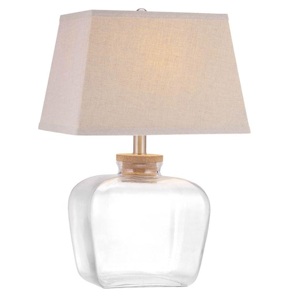 Clear Glass Table Lamp With Linen Shade, Clear Glass Table Lamp Base