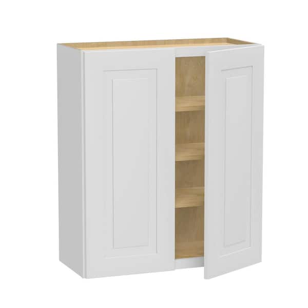Home Decorators Collection Grayson 30 in. W x 12 in. D x 36 in. H Assembled Plywood Wall Kitchen Cabinet in Pacific White with Soft Close
