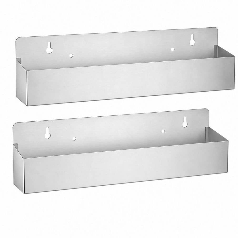 Wudkey 2-Pack 5.75 in. H x 22 in. W 4-Bottle Silver Stainless