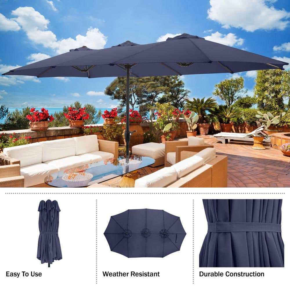 Extra Large Navy Blue Steel Outdoor Patio Umbrella