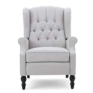 Walter 28 in. Width Big and Tall Light Gray Polyester Nailhead Trim Wing Chair Recliner