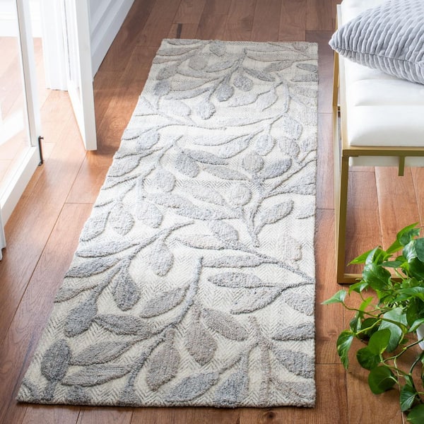 Southampton 2 ft. x 8 ft. Beige Leaves High-Low Runner Rug