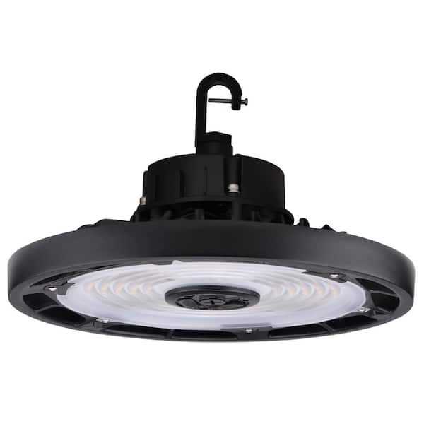 HALCO LIGHTING TECHNOLOGIES 1 ft. 250-Watt Equivalent 100-Watt Integrated LED Dimmable Black Round UFO High Bay Light Fixture CCT & Lumen Selectable