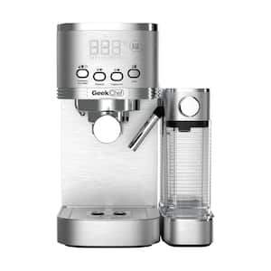 Single Cup Silver Espresso Machine with Automatic Milk Frother and ESE POD filter