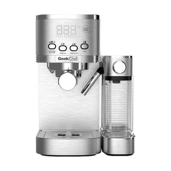 Unbranded Single Cup Silver Espresso Machine with Automatic Milk Frother and ESE POD filter