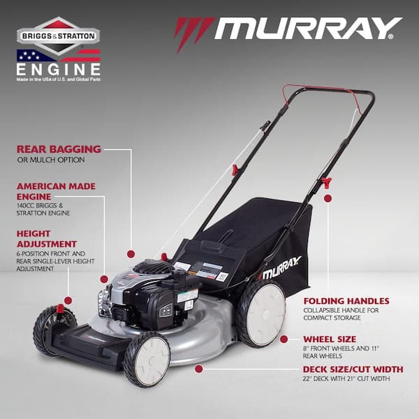 21 in. 140 cc Briggs and Stratton Walk Behind Gas Push Lawn Mower with Height Adjustment and with Mulch Bag