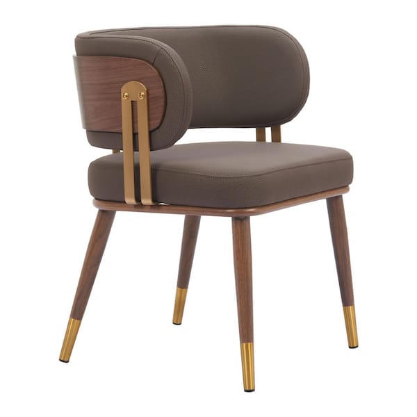 Brew Brown & Walnut Faux Leather Dining Chair