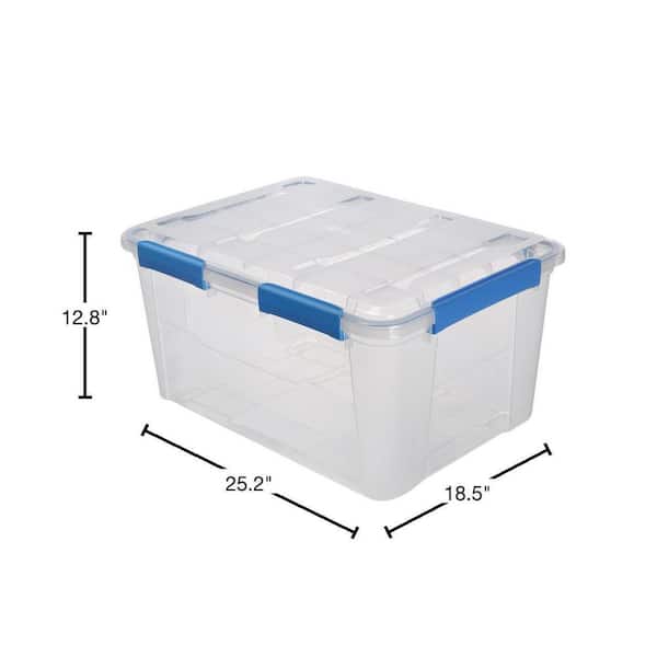 Carry Plastic Storage Box Container Totes 40qt Clear Base Sage Legume Set  of 6