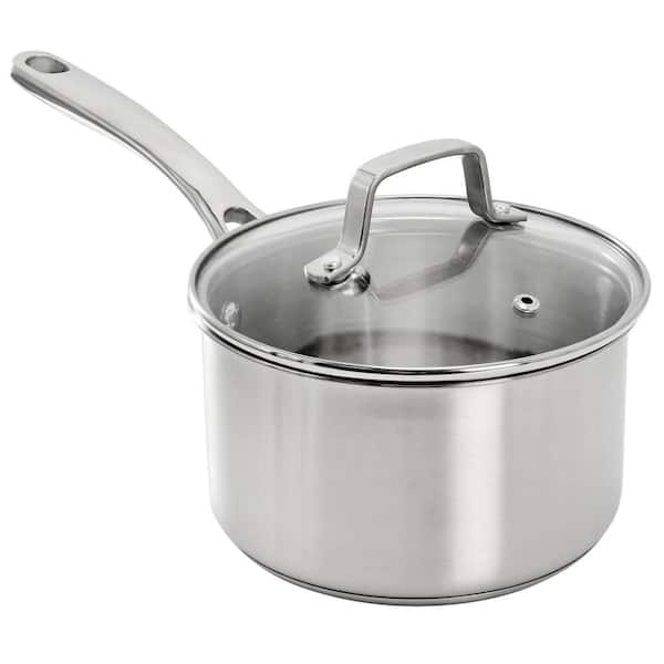 MARTHA STEWART EVERYDAY Midvale Stainless Steel 2 qt. Saucepan in Silver