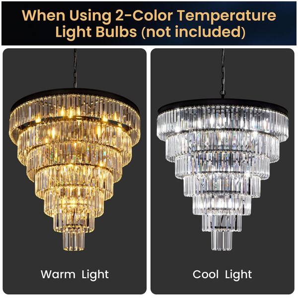 YUYI Modern Chandelier 40 in. 20-Lights Black Chandelier for
