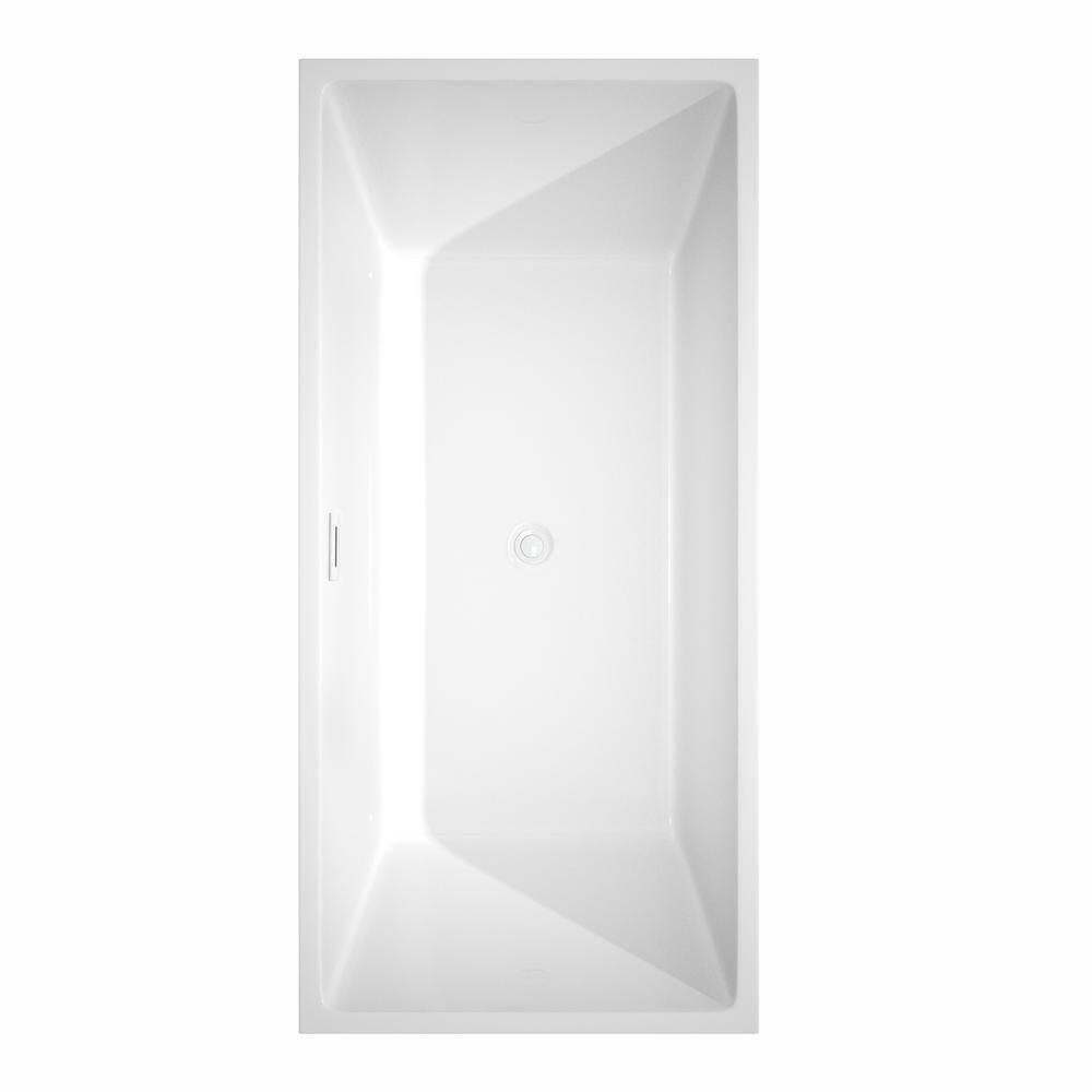 Sara 67'' Shiny White Freestanding Acrylic Bathtub