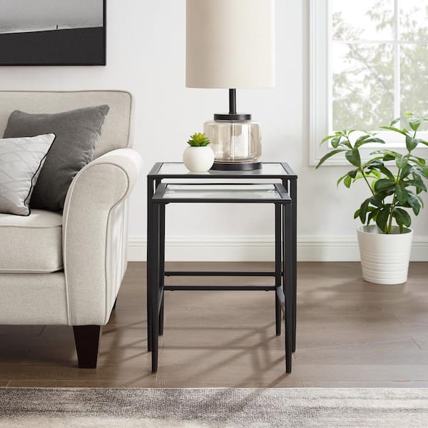 CROSLEY FURNITURE Ashton 22 in. Black Nesting Table (Set of 2)