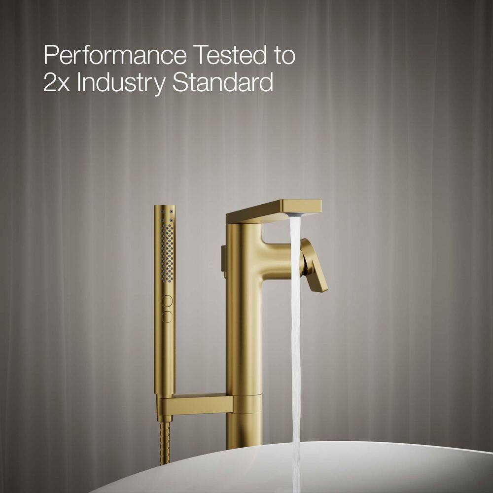 Vibrant Brushed Moderne Brass Freestanding Bath Faucet