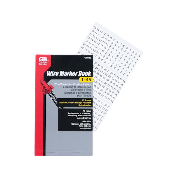Gardner Bender Wire Marker Booklet, Numbers 1-45 42-029