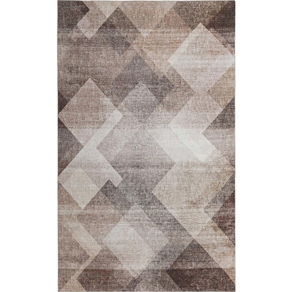 Rug Branch Emir Collection Traditional Geometric Water-Repellent Brown 3 ft. 9 in. x 5 ft. 9 in. Area Rug (4 ft. x 6 ft.)