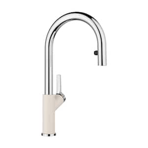 URBENA Single-Handle Pull Down Sprayer Kitchen Faucet in Soft White