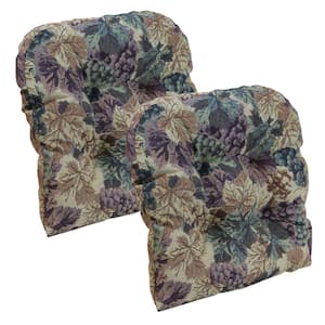 Gripper Non-Slip 15" x 15" Cabernet Tufted Universal Chair Cushions (Set of 2)