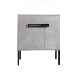 30 in. W x 18.3 in. D x 35 in. H Freestanding Bath Vanity in Cement Grey with White Ceramic Single Sink Ceramic Top