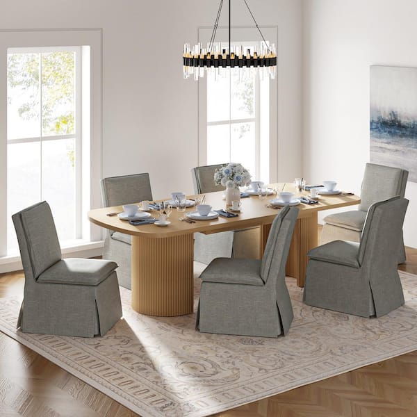 JAYDEN CREATION Vivian Gray 19 in. W Removable and Washable Slipcover Dining Chair With Hidden Storage Including 6-Chairs
