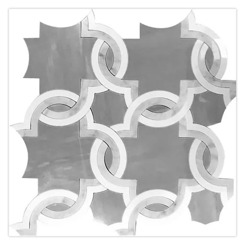 Elysian 4 in. x 5 in. Polished Soft White, Gray Marble Mosaic Floral Wall and Floor Tile Sample price history on PriceWatchPro
