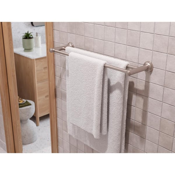 Briscoe 24 in. Wall Mounted Double Towel Bar in Spot Defense Brushed Nickel