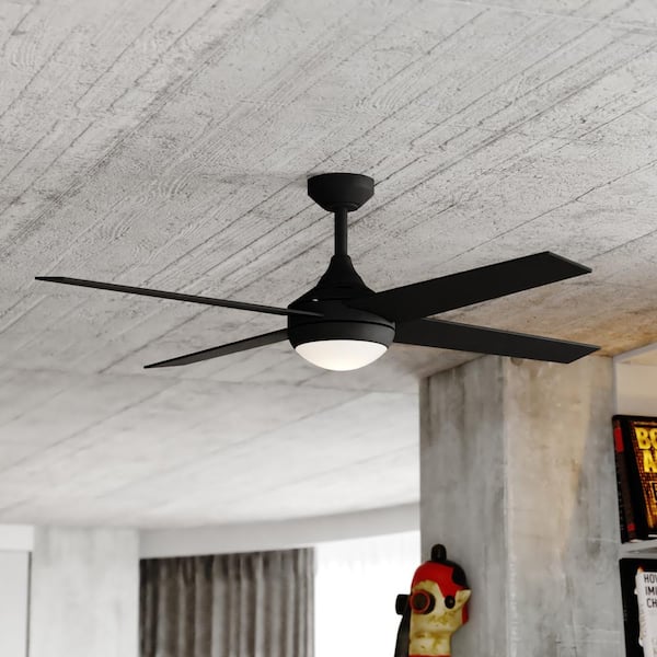 Hamlin 52 in. Black Indoor Contemporary Ceiling Fan with LED Light Kit and Remote