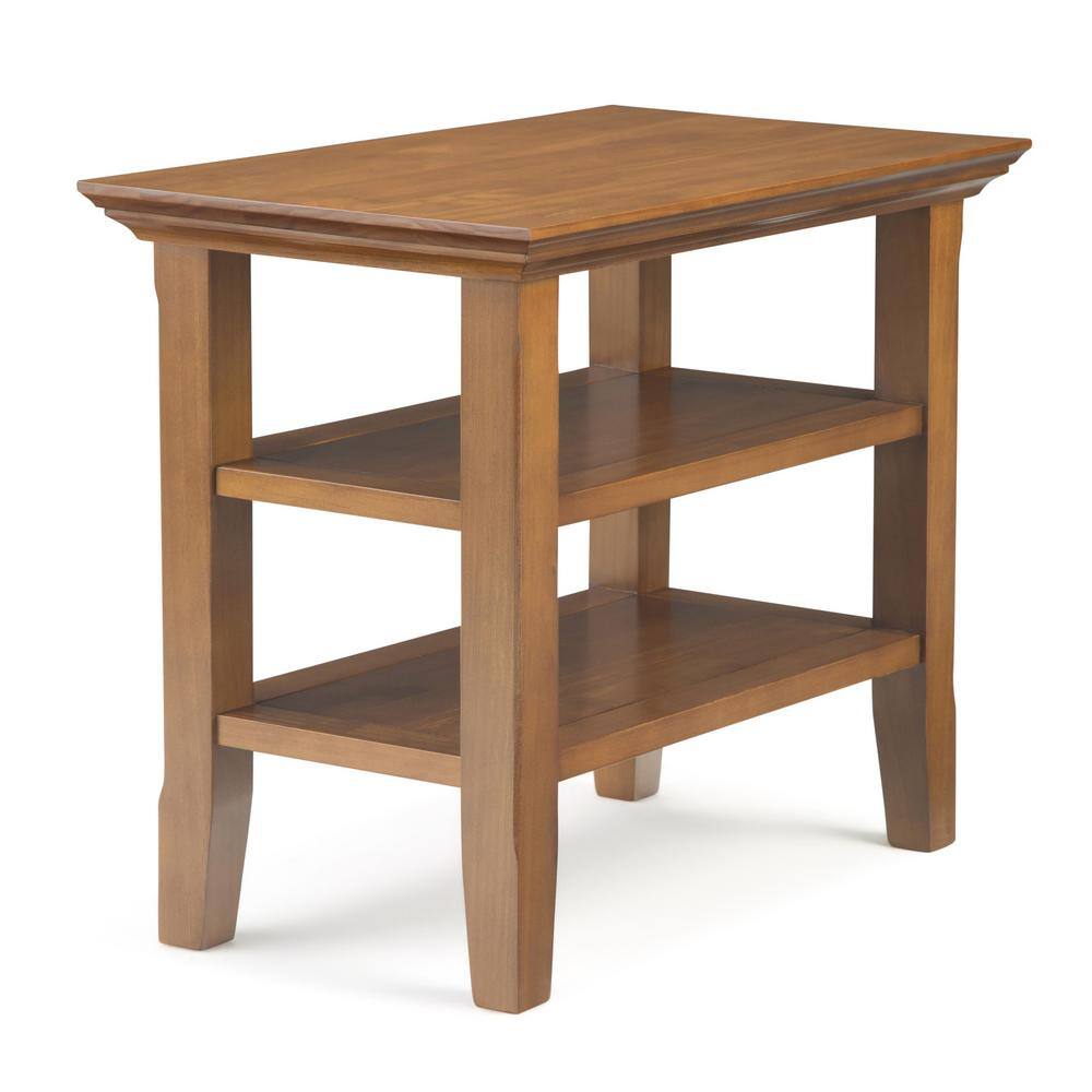 Acadian Solid Wood 14" Light Golden Brown Narrow Side Table with Storage