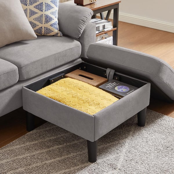 STICKON 79.72 in. Top Pillow Arm Fabric L-Shaped Sofa with