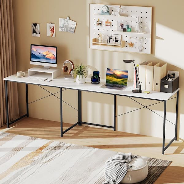 Gymax 95 in. L-Shaped Reversible Computer Desk 2-Person Long Table