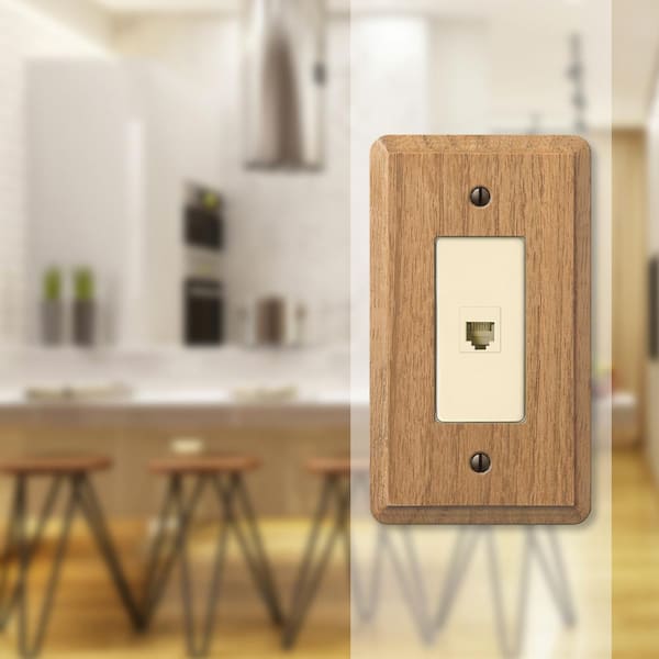 Contemporary 1 Gang Phone Wood Wall Plate - Light Oak