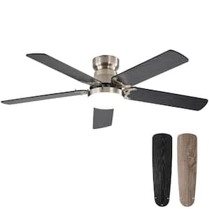 52 in. Indoor Farmhouse Nickel Integrated LED Ceiling Fan with Dual-Finish Blades and Remote Control