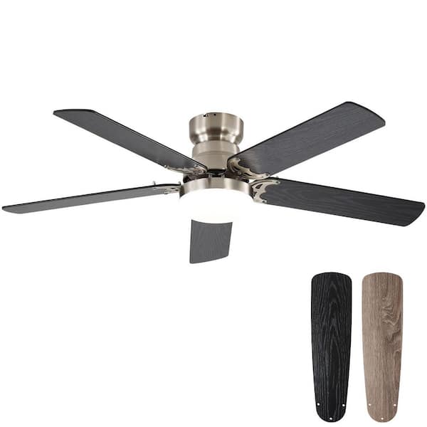 Sofucor 52 in. Indoor Farmhouse Nickel Integrated LED Ceiling Fan with Dual-Finish Blades and Remote Control